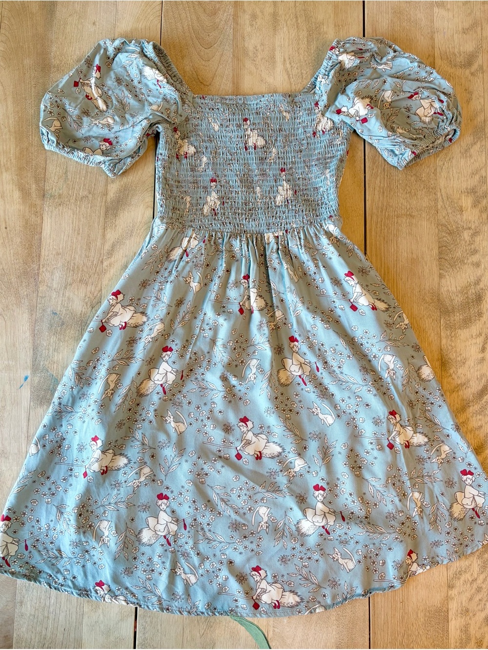 Kiki’s Delivery Service Smocked Puff-Sleeve shirt Dress Blue Floral Box Lunch
